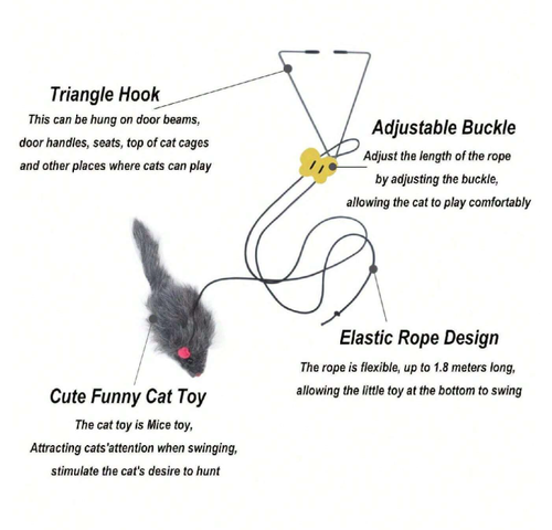 1pc Adjustable Hanging Cat Toy - Interactive Teaser for Playful Fun - NEW - Picture 3 of 5