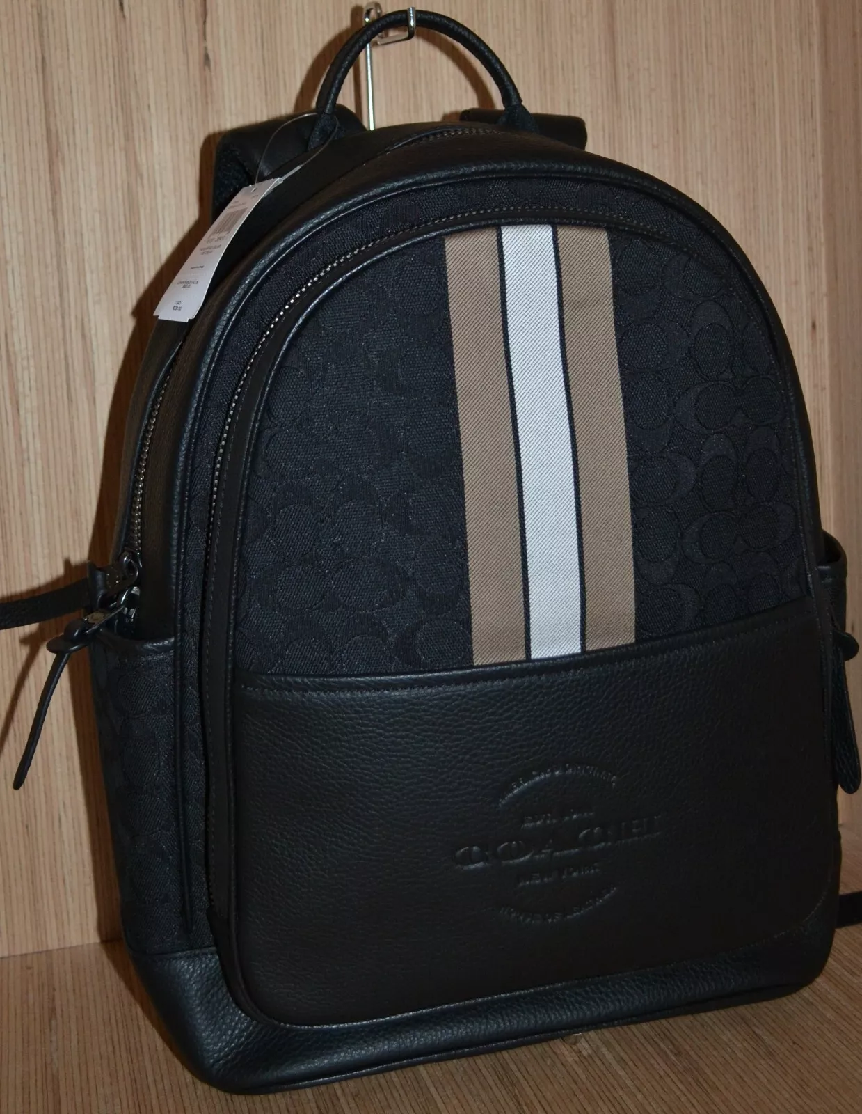Coach varsity stripe backpack hotsell