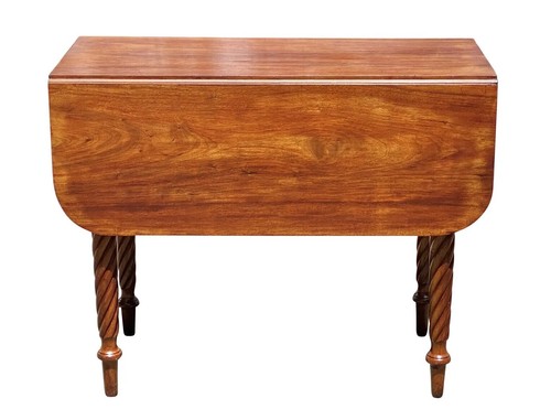 19th Century Antique Mahogany Drop Leaf Dining Table with Rope Carved Legs - Picture 5 of 12