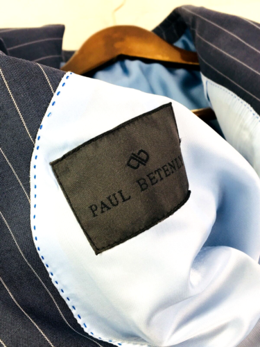 NWT 44L Paul Betenly Mens Thomas 2 Button 100% Wool Suit Gray Blue Pants 38 - Picture 14 of 16