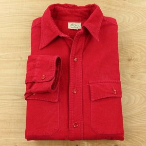 vtg-usa-made-LL-BEAN-script-cursive-label-chamois-flannel-shirt-15-5-LONG