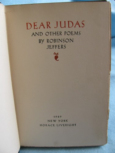 "Dear Judas" Book by Robinson Jeffers 1st Edition 1929 - Picture 6 of 13