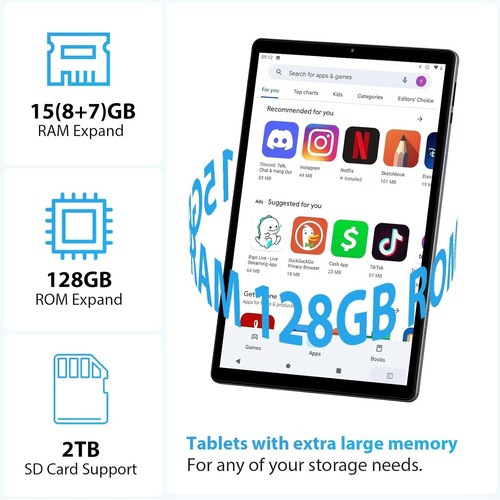 Android 12 10.3 inch Tablet 2K FHD 15GB RAM 128GB ROM 8 Core CPU 8000mAh BATTERY - Picture 6 of 8