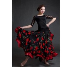 Ballroom Competition Dance Womens Slim Modern Waltz Tango Long Dancing Dresses