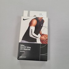 Nike Sleeve Adult L-XL White Black Dri-Fit Elite UV Sleeves 2X Basketball Mens