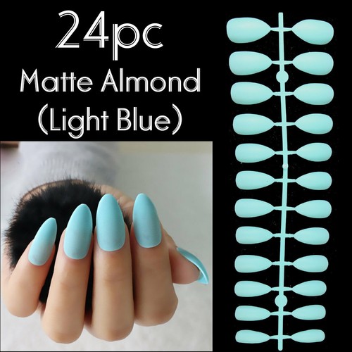 24pc Matte Almond Full Cover Nail Stiletto Manicure False Fake Nails pointy oval - Bild 24 von 27