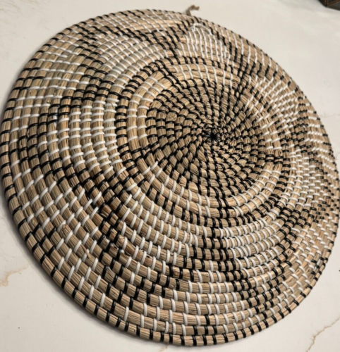 Cestas de pared tejidas colgantes mercado mundial ratán pastos marinos boho disco de lujo nuevo 17" - Imagen 7 de 18