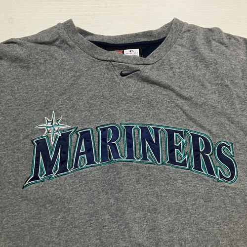 Vintage Y2K Nike MLB Seattle Mariners Gray T Shirt Sweatshirt Center Swoosh - Picture 4 of 7