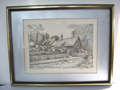 Anne Hathaway's Cottage by John Corvin -Print Signed Seperately in Pencil Framed