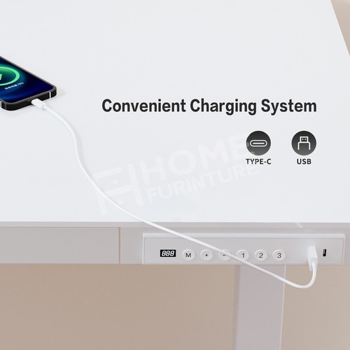 Electric Sit Stand Up Standing Desk Tempered Glass Top Height Adjustable White - Picture 7 of 12