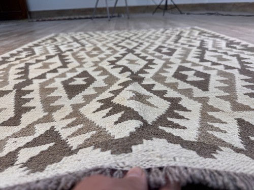 Alfombra de lana Kilim afgana/turca vintage multicolor hecha a mano genuina, 173x137 CM - Imagen 7 de 9