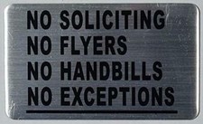 Two PCS 2 NO Soliciting NO Flyers NO HANDBILLS Sign Silver,-REF24-1027