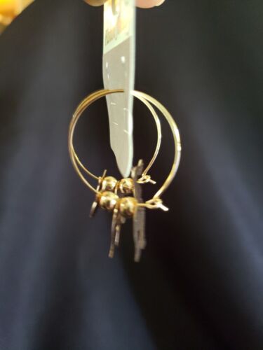 VTG 1980S 1990's GOLD TONE DANGLING CAT EARRINGS - Picture 2 of 3