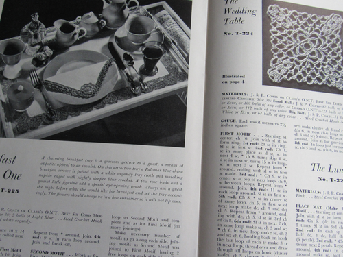 VTG 40s J & P Coats CORRECT TABLE SETTINGS Crochet Pattern Book 260 + Etiquette - Bild 6 von 7