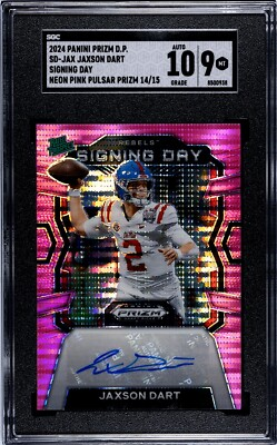 #ad #ad Jaxson Dart Ole Miss Giants 2024 Prizm DP Signing Day Auto Pink Pulsar 14 15 $299.95
