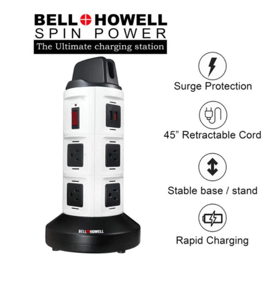 Bell & Howell Deluxe Spin Power Pro CHARGING STATION w/8 AC & 6 USB Outlets - Image 2 of 4