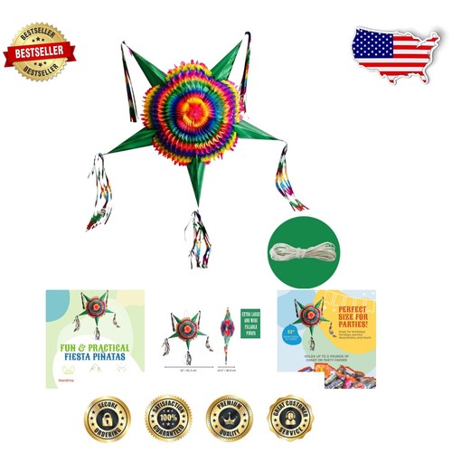 Supersized 32" Piñata with Green Cones - Perfect for Cinco de Mayo Celebrations