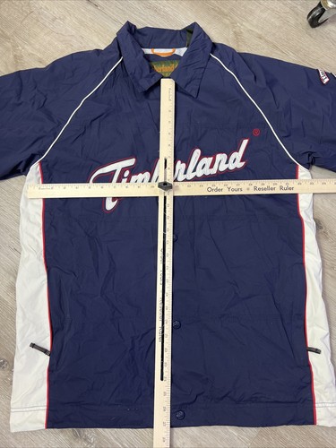 Vtg Timberland Weathergear Button Up Jacket Mens M Spell out Fall Lightweight - Picture 10 of 12