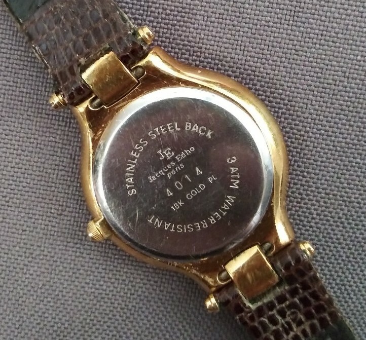 Jacques Edho Paris Women s 18K gold plated Watch Date Brown Leather Band WR 3ATM eBay