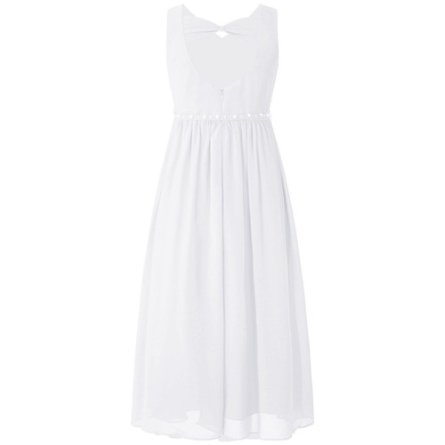 Kid Girls Dress Chiffon Beaded Bridesmaid Cutout Back Formal Gown Birthday Party - Picture 32 of 56