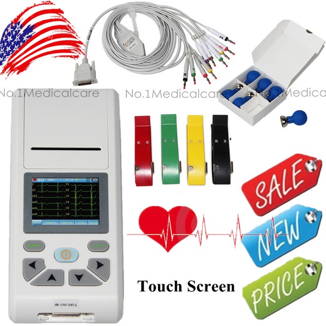 Touch Screen ECG Machine 1 Channel 12 Lead EKG Cardiac Monitor, PC SW, USA Sale eBay