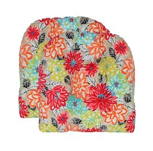 Set Of 2 Artistic Fl Yellow Pink Blue Orange Tufted U Wicker Image Is Loading Set Of 2 Artistic Fl Yellow Pink Blue