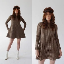 RUDI GERNREICH DRESS- 1960s Mod Groovy Checkerboard Mini Rare Museum