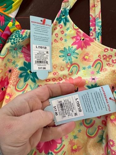 Cat & Jack 10/12 One Piece Swimsuit Lot Tropical Bright Lot #1451 - Picture 3 of 7