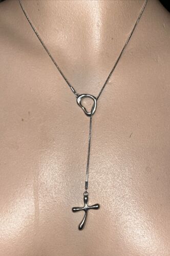 PREMIER DESIGNS Silver Tone HEART & CROSS Lariat Pendant Necklace18-20” - Picture 2 of 8