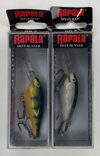 2 Rapala Shad Rap SR-5 Deep Runner Kurbelköder Köder 1-Barsch 1-Silber