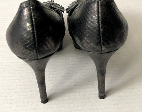 Vera Wang Lavender Snakeskin Print High Heels Platform Peep Toe Women's Size 6 - Picture 8 of 12