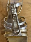 Aigner Sandals Silver & Gold 8.5M Metallic Excellent Condition Original Box — photo 4