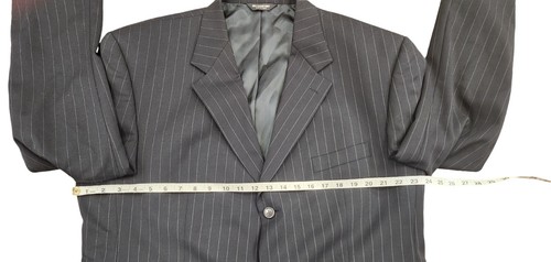 Chaps Mens 46R Black Pinstripe 100% Wool Sport Coat Suit Jacket Blazer 3 button - Picture 7 of 10