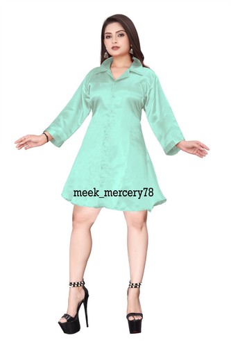 Túnica satinada media manga camisa satinada larga abotonada ropa de oficina S136 - Imagen 8 de 127