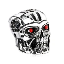 Gothic Robot Helmet Skull Ring Stainless Steel Men's Terminator Robot Skull Ring