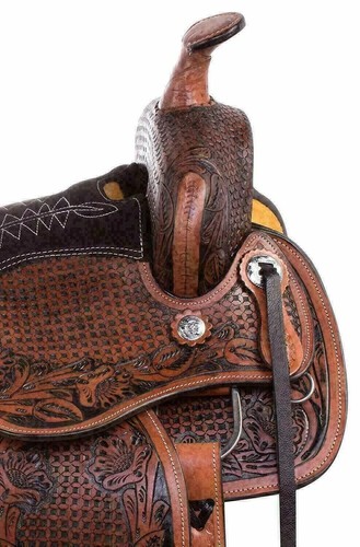 Western Barrel set completo per sella cavallo in pelle. Taglia-10""-18"" pollici - Foto 4 di 6