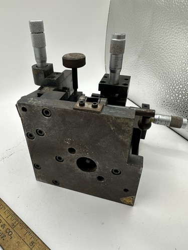 Rodamiento de plataforma lineal de 3 ejes vintage XYZ mesa deslizante óptica laboratorio - Imagen 8 de 10