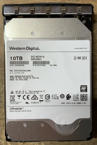 WD Ultrastar DC HC510 10TB SATA 6GB/s 7,2K RPM 3,5" HDD HUH721010ALE600 mit Caddy