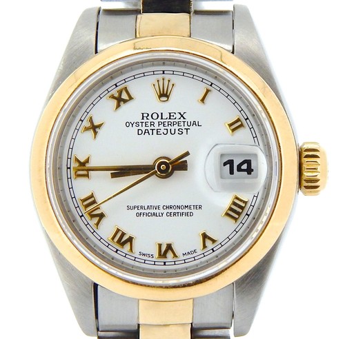 Rolex Datejust Lady Two-Tone Yellow Gold Steel Watch White Roman Dial 69163 - Picture 1 of 6