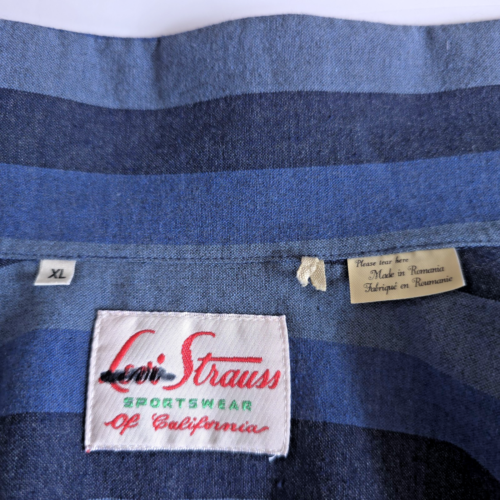 Levis LVC Sportswear Shirt Mens XL P2P 26" 50s Style Blue Striped Jazz RRP £160 - Picture 6 of 15