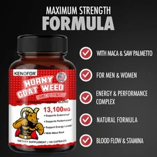 Horny Goat Weed Extract with Maca, Saw Palmetto Ginseng,Tongkat,Sexual Enhancer