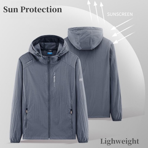 Men Sun Protection Zip Jacket Hoodie Shirt Quick Dry Fishing Long Sleeve Tops AU - Picture 4 of 25