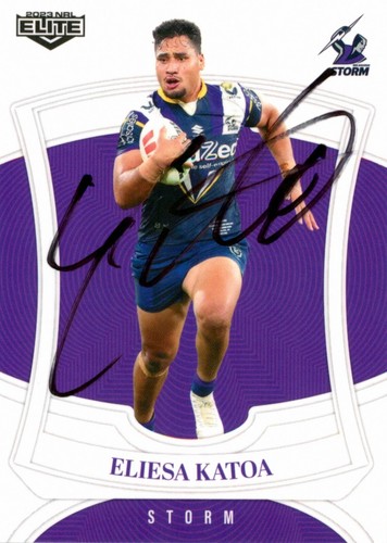 Signed 2023 Melbourne Storm NRL TLA Elite Card - Eliesa Katoa - Bild 1 von 3