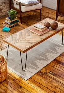 Chevron Reclaimed Wood Coffee Table Herringbone Design Rustic