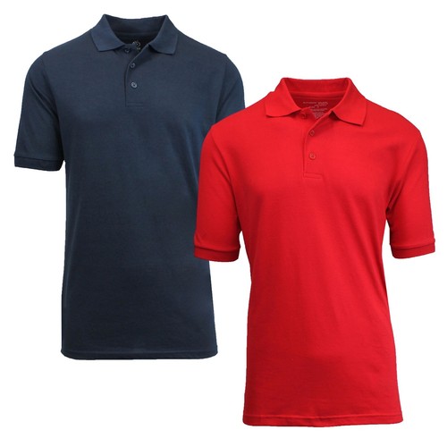 2-Pack Mens Short Sleeve Pique Polo Shirts Uniform Fitted Color Solid (S-2XL) - Picture 13 of 30