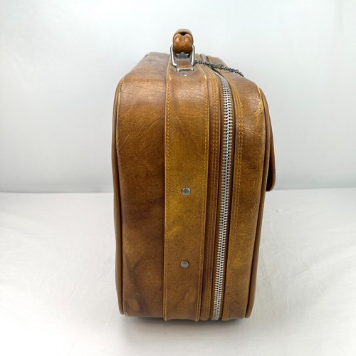 Vintage American Tourister AT Faux Leather Brown Luggage Suitcase Travel Bag - Picture 9 of 24