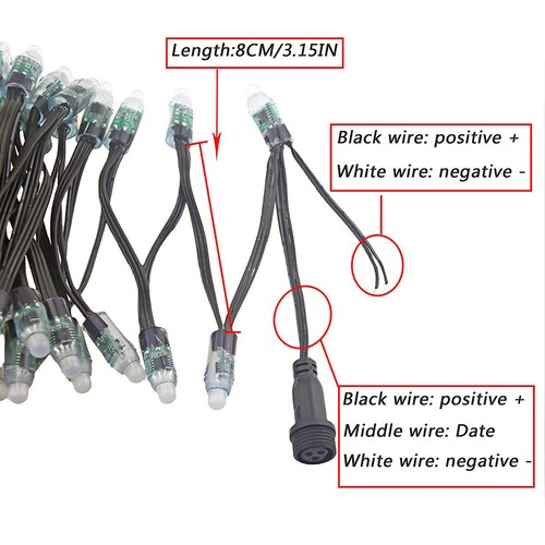 WS2811 Music Sync RGB LED Pixel string Light Waterproof 12mm Digital Dream Color - Picture 12 of 27