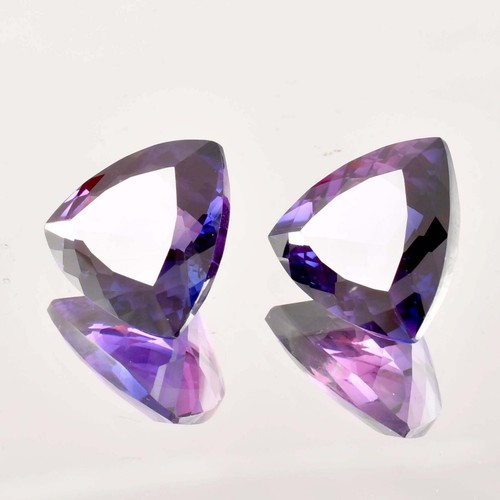 1 Pair Natural Velvet Soft Purple Pink TAAFFEITE Trillion Loose Gems Certified - Picture 7 of 7