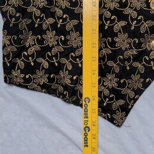 Chaleco Boho Cottage Trend Basics Vintage Años 90 Negro Dorado Floral Bordado Nuevo con Etiquetas 26W - Imagen 6 de 8