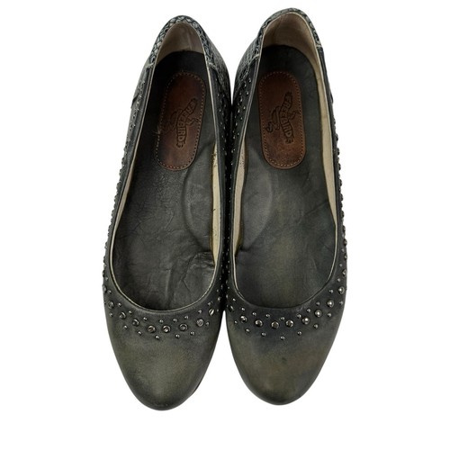 Freebird Blossom Studded Leather Ballet Flats Gunmetal Gray Size 9 Shoes - Picture 7 of 12